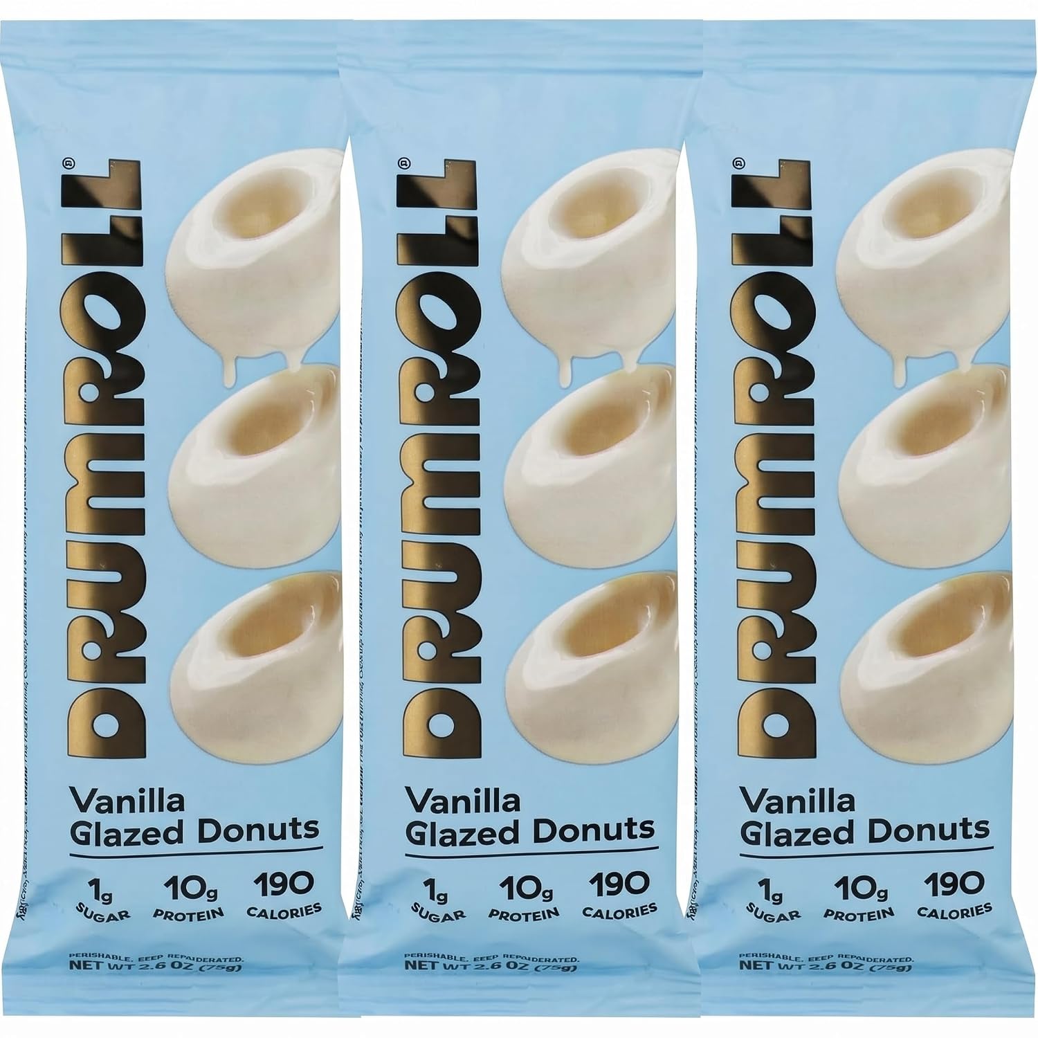 Drumroll Snacks Donuts Vanilla Glazed, 2.6 OZ - 3 Pack
