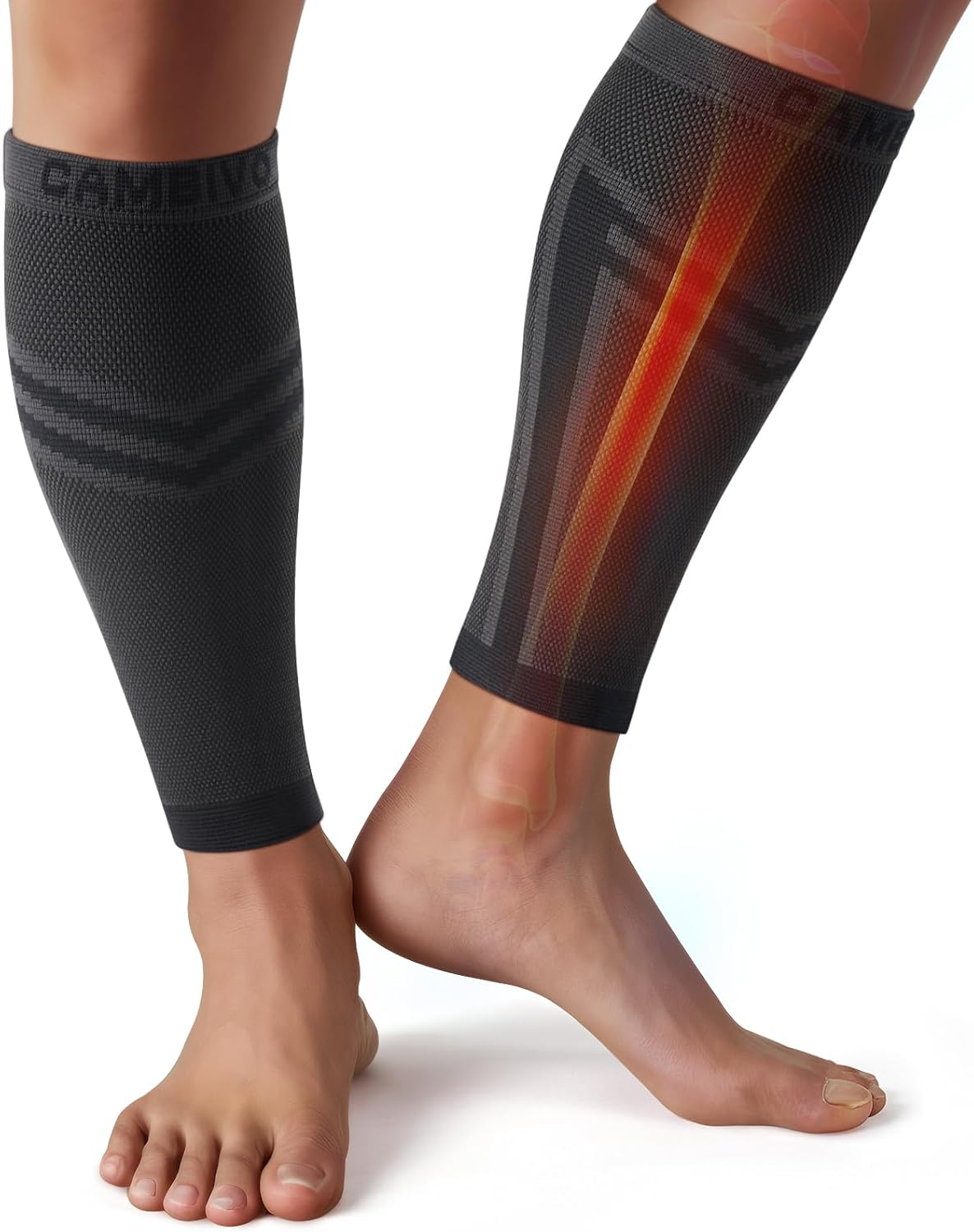 CAMBIVO Calf Compression Sleeve Men and Women, Footless Compression Socks for Calf Support, Shin Splints Support, Running, Sports, Flight, Hiking, Marathon(PAIR)