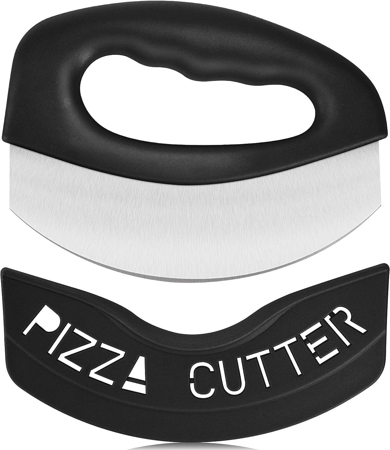 Urbanstrive Heavy Duty Stainless Steel Pizza Cutter with Cover, Super Sharp Blade Pizza Knife Pizza Cutter Rocker, Perfect Kitchen Gadgets for Pizza Cutting Home Essentials (Black)