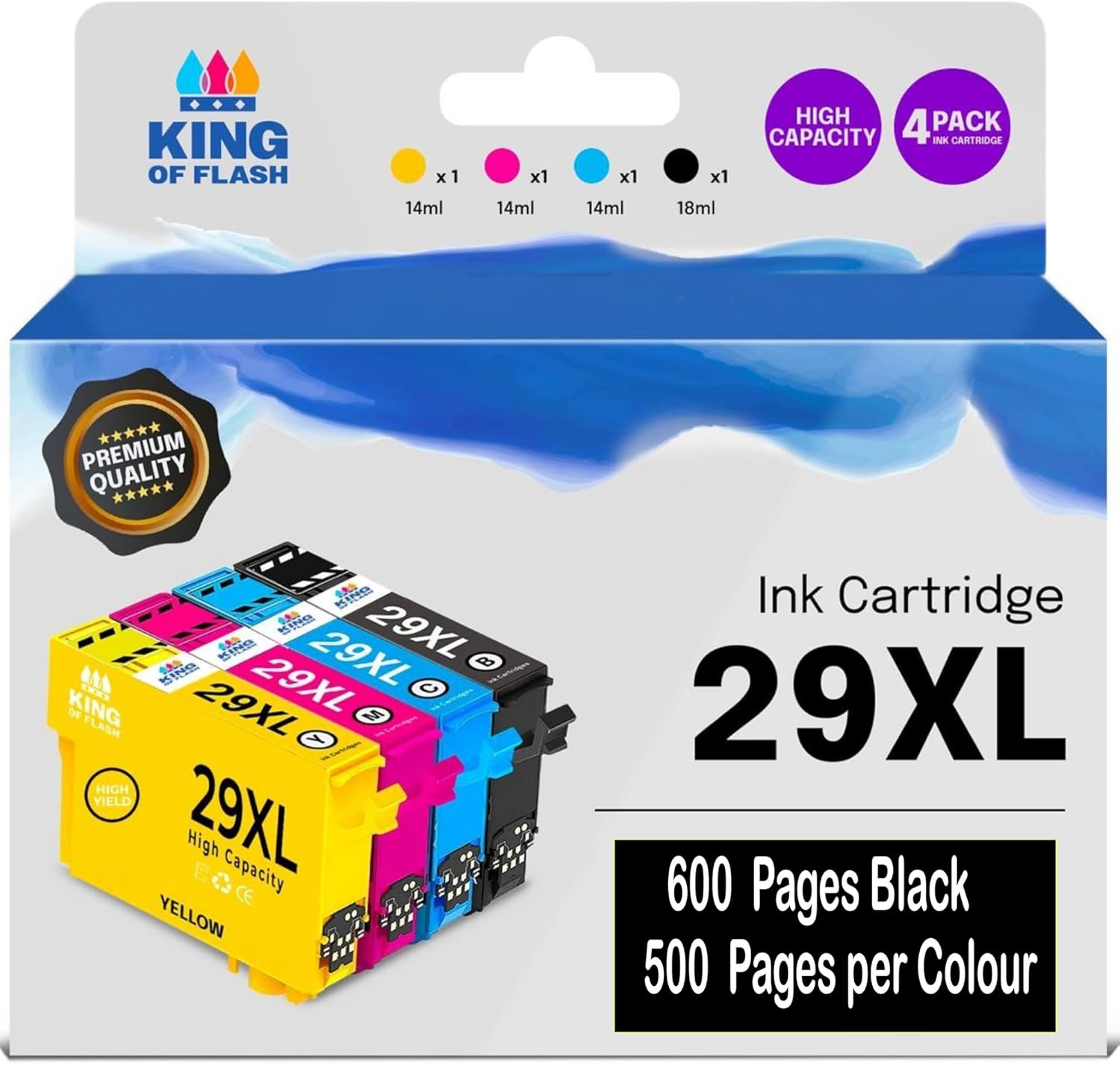 KING OF FLASH Compatible 29 29XL Ink Cartridges Multipack For Epson Expression Home XP-235, XP-455, XP-245, XP-332, XP-335, XP-342, XP-432, XP-435, XP-442, XP-445 XP-247 XP-345 Strawberry Ink (1 Set)