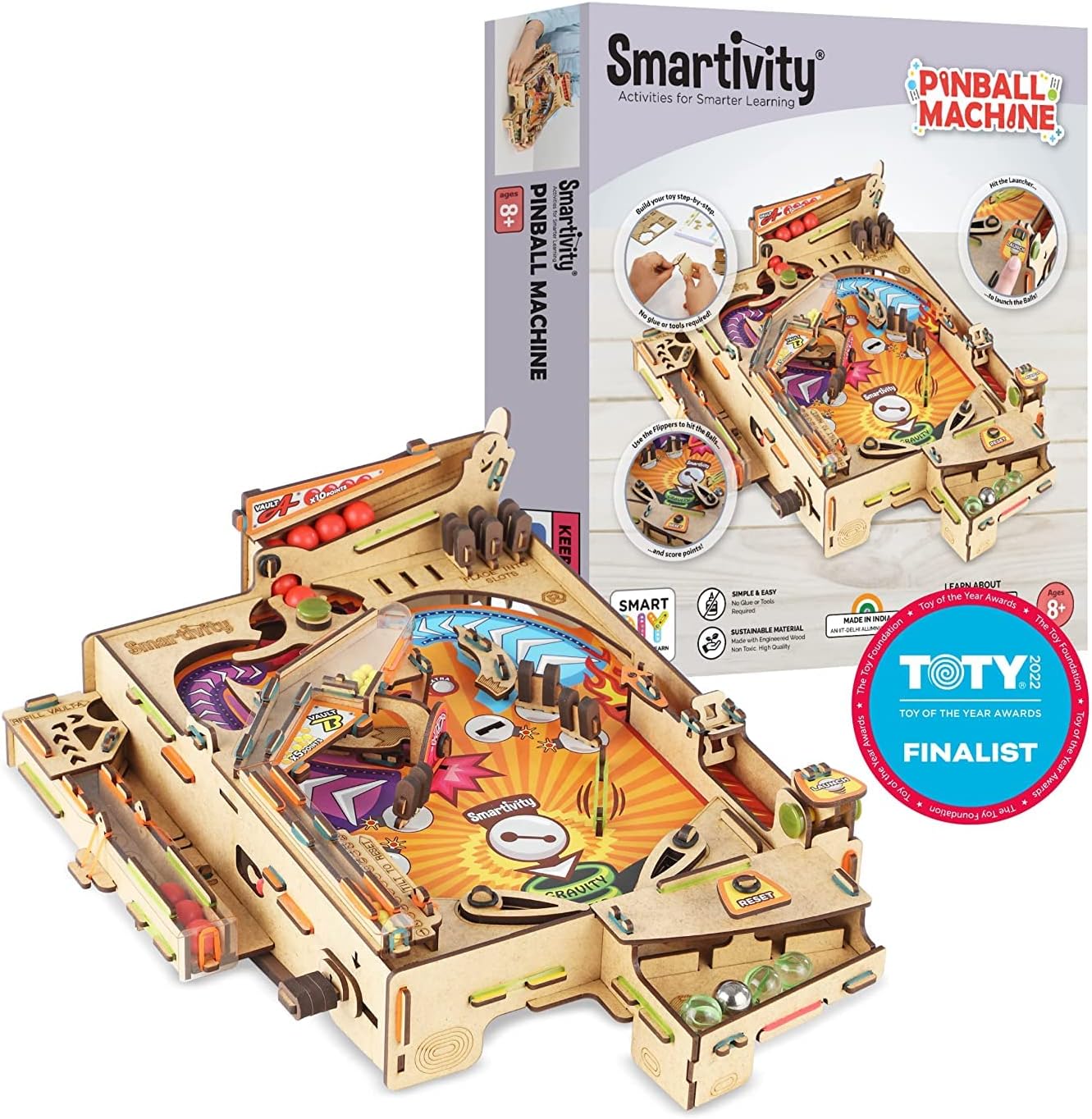 Smartivity Pinball Machine Toy for Kids Ages 8-14 Years old | Global Award Winning Arcade Game| Cool Birthday Gifts Ideas for Boys & Girls| DIY STEM Toys for 8,10,11,12,13,14I Wooden Engineering Games