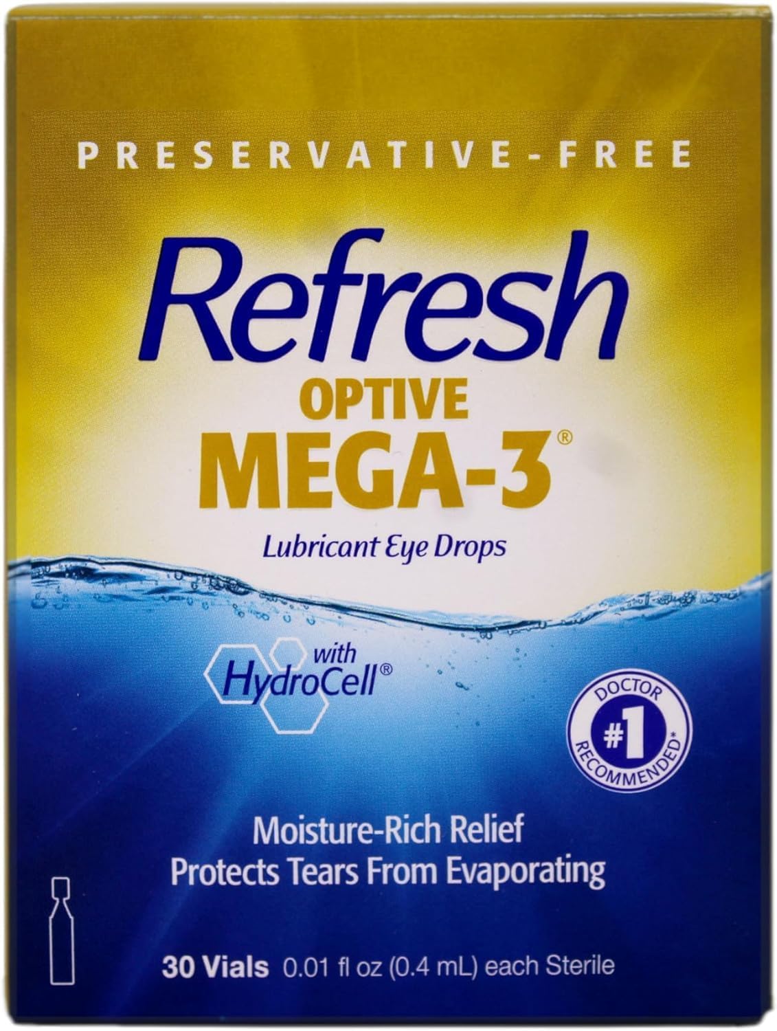 Refresh Optive Mega-3 Lubricant Single-Use Sterile Containers Eye Drops 30 ea (Pack of 3)