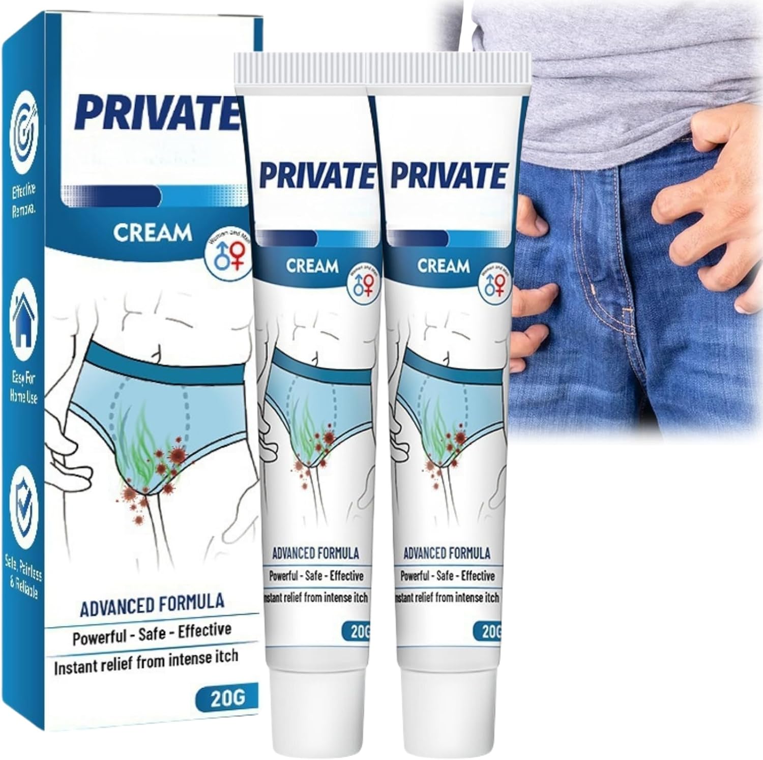 2PCS Anti Itching Cream for Private Parts,Private Cream for Men,Itchy Skin Relief for Adults,Antifungal Cream to Quickly Relieve Itching,Cre-am for Itchy Skin,Effective Cre-am for External Use for Men