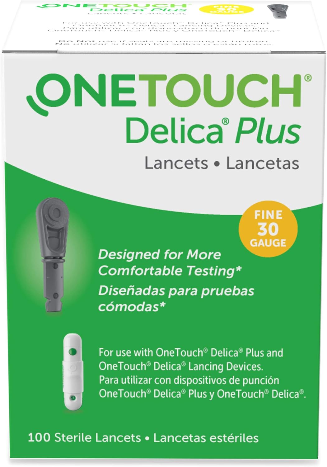 OneTouch Delica Lancets, Fine 30 Gauge - 100 ct, Pack of 6