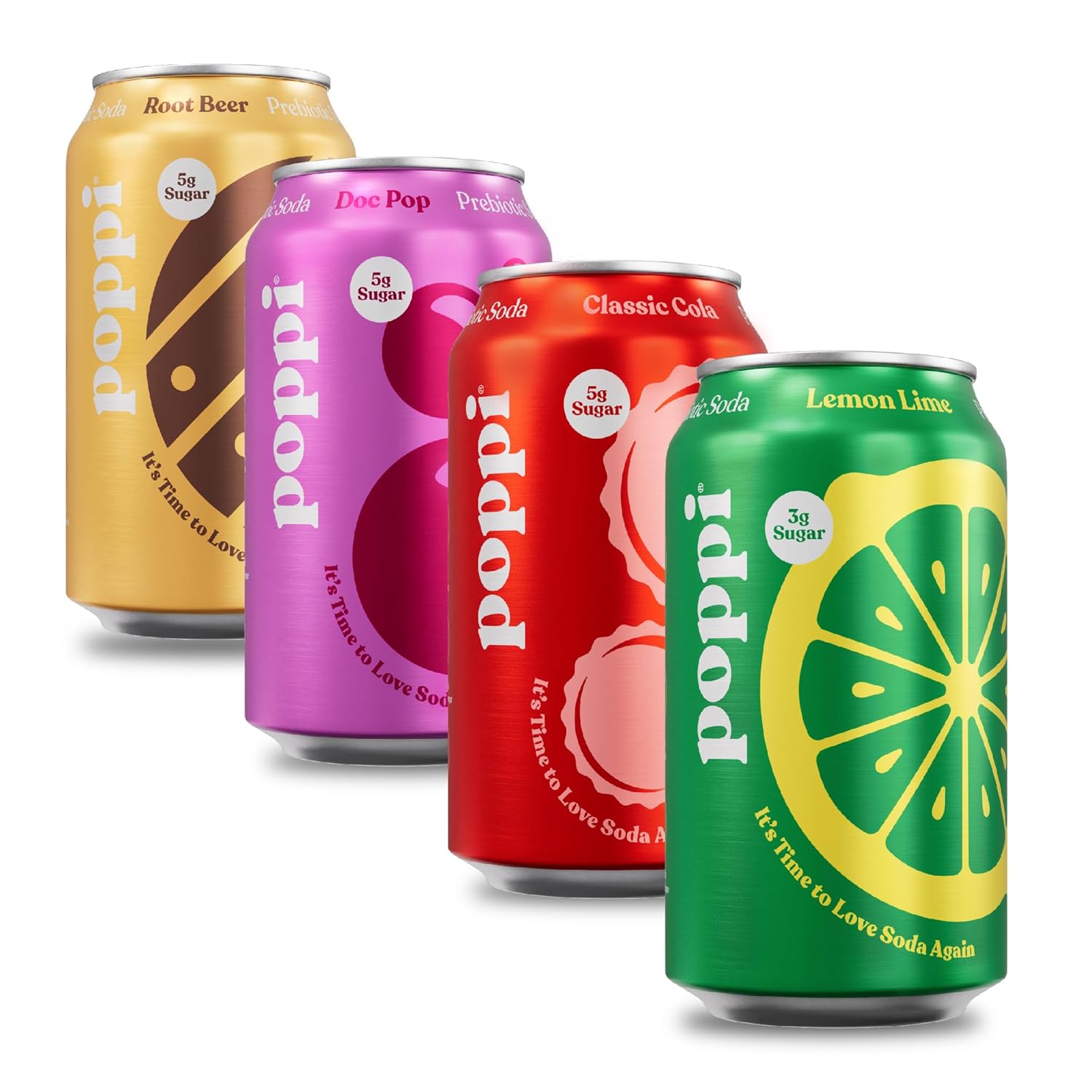POPPI Sparkling Prebiotic Soda, Beverages w/Apple Cider Vinegar, Seltzer Water & Fruit Juice, Classics Variety, 12oz (12 Pack) (Packaging May Vary)