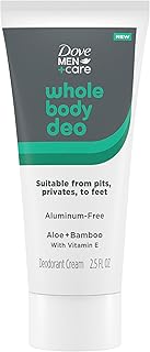 Dove Men+Care Whole Body Deo Aluminum-Free Deodorant Cream Aloe + Bamboo Suitable from Pits, Privates, to Feet 2.5 fl oz