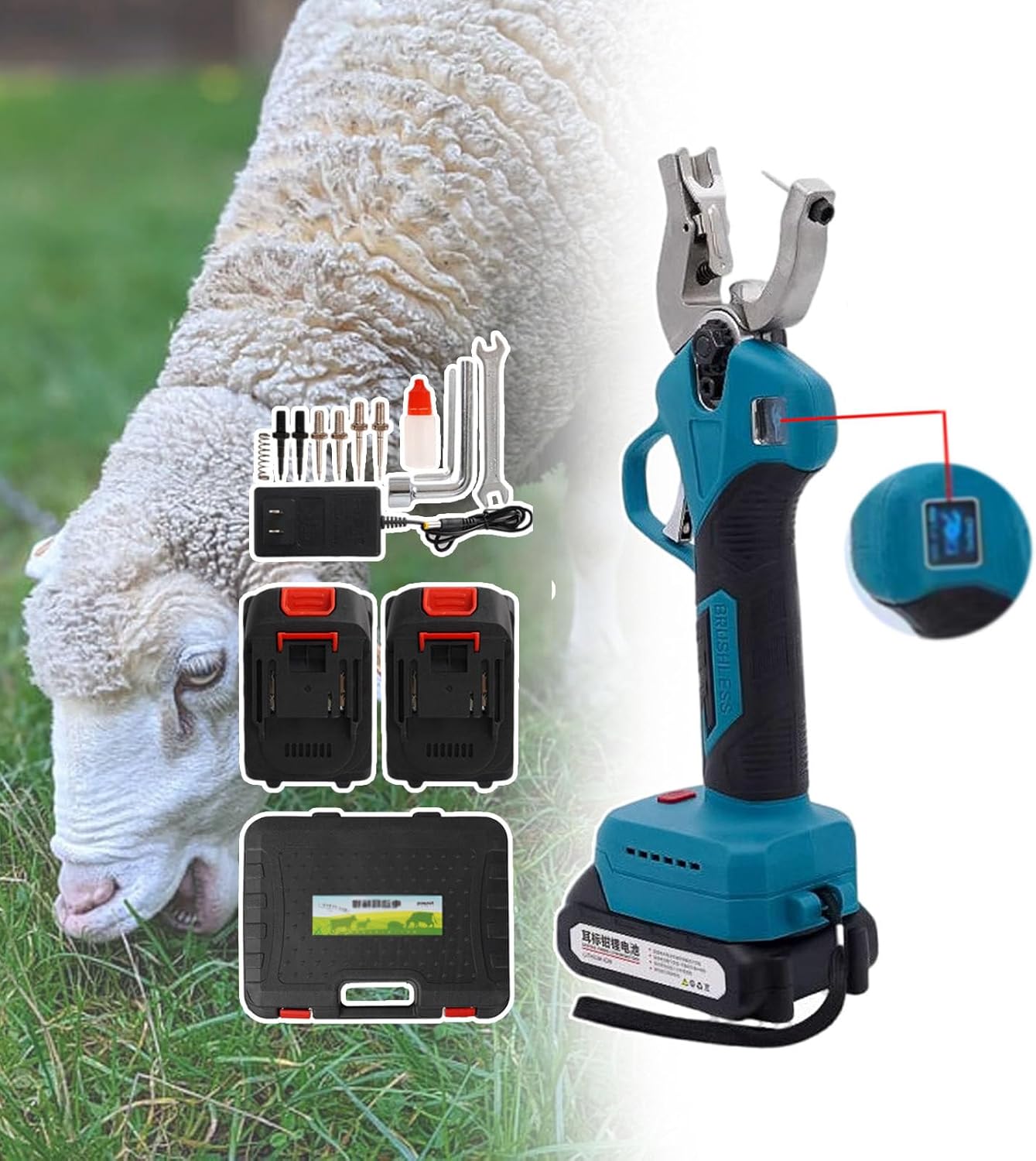 Cordless Animal Ear Tag Applicator,Electric Livestock Tag Plier,Suitable for Animal Husbandry, Farm Breeding,Veterinary Industry,Gear Rebound,Saving Time and Effort,Blue