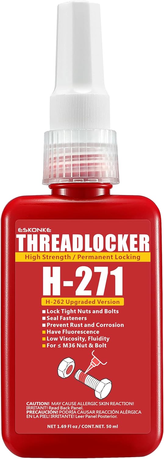 ESKONKE Red Thread Locker 271 Nuts & Bolts Locker High Strength Permanent Locking 1.69 Fl oz Threadlocker Lock Tight & Seal Fasteners Anaerobic Curing Metal Glue (271)