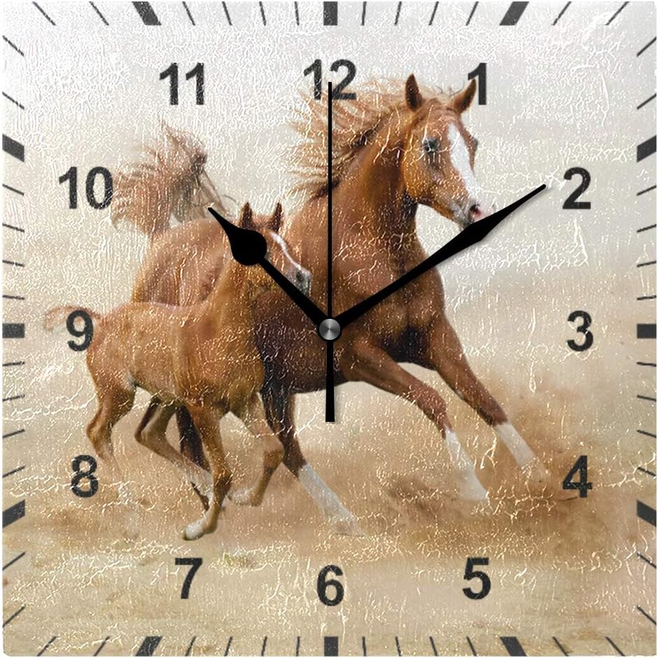 ISAOA No-Tick Silent Wall Clock,Running Horse Wall Clock Art Decor for theHome,Dining Room,Living Room, Bedroom, Office,School