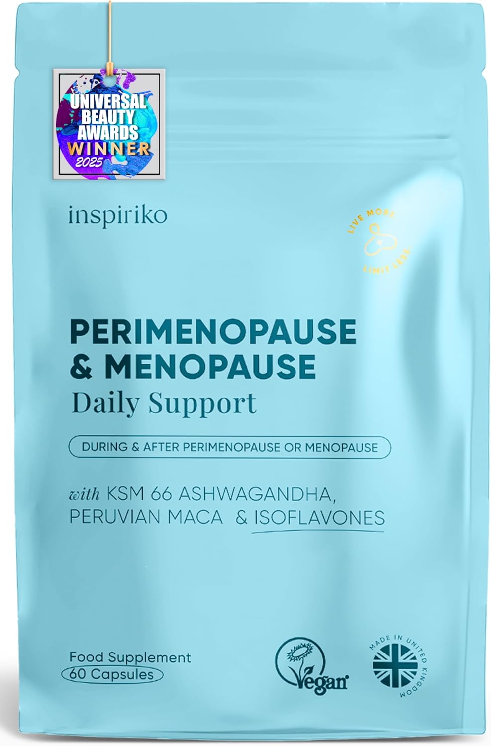 Inspiriko 18-in-1 Perimenopause and Menopause Supplements - with Phytoestrogens, Ashwagandha, Red Maca, SOYA Isoflavones, Perimenopause Supplements for Hormone Balance for Women, 60 Vegan Capsules