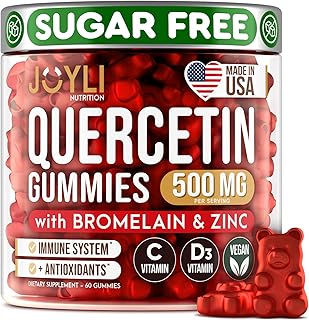 JOYLI Quercetin Gummies - Quercetin with Bromelain Zinc Vitamin C & Vitamin D3 - Quercetin Supplement 500MG for Immune System & Allergy - Quercetin for Kids and Adults - 60 Quercetin Chewable