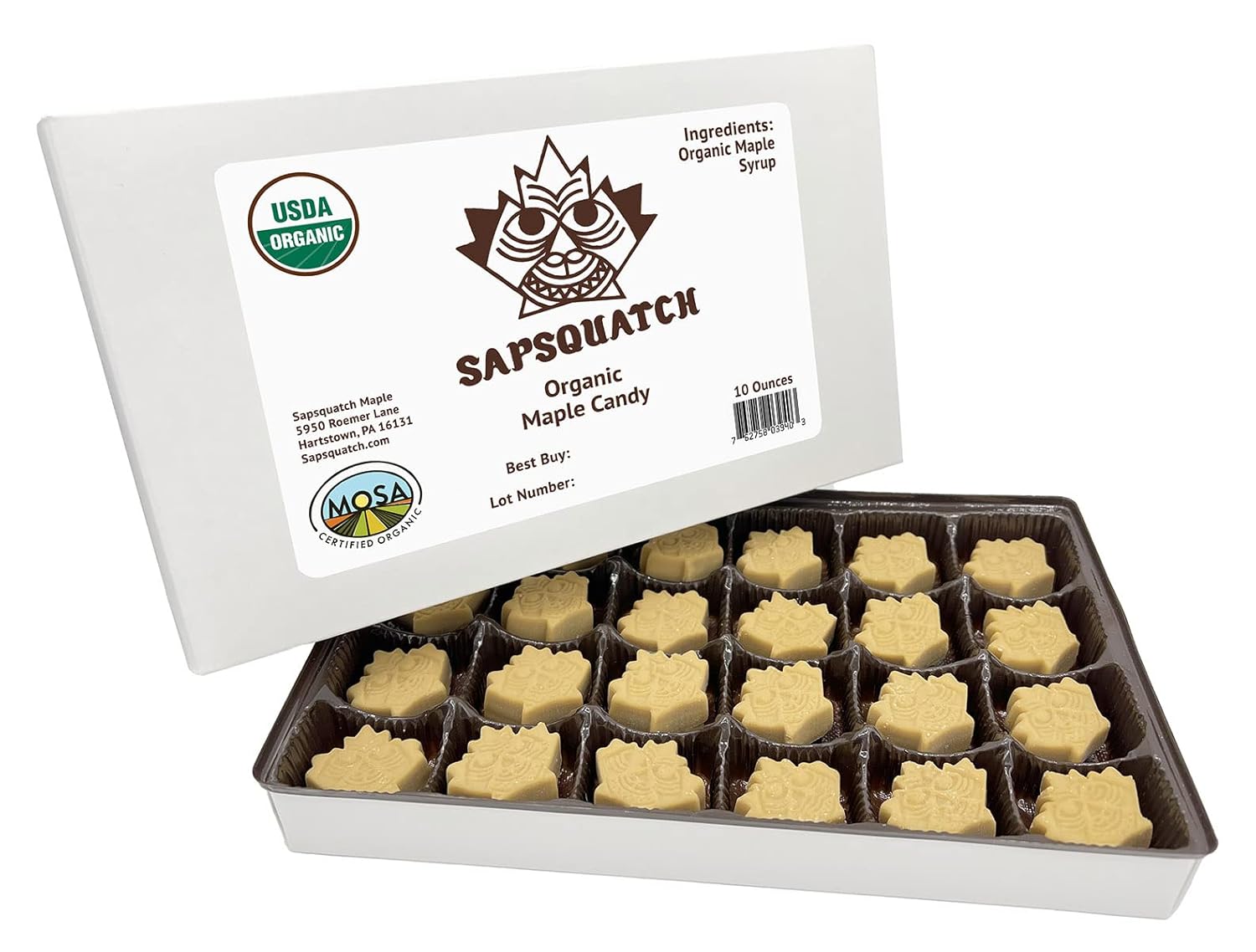 Sapsquatch Organic Maple Candy - 10 Ounces - Pure Maple Syrup Sugar Leaf Candy