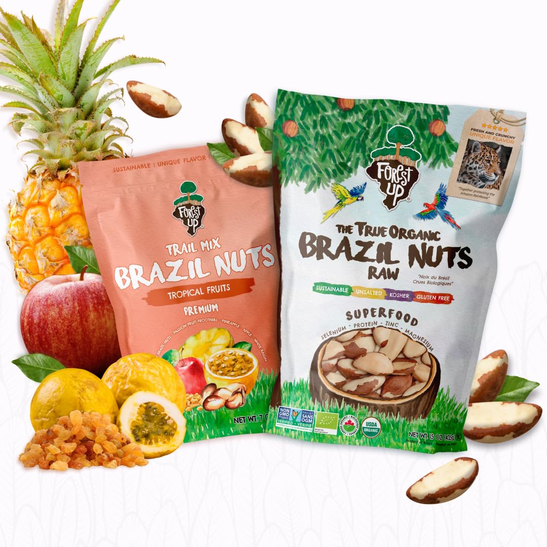 Kit of Snacks The True Organic Brazil Raw & Unsalted Nuts 15 oz + Tropical Mix 7 oz – – Nutrient-Rich and Practical Combo – Fresh, Vegan and Gluten Free – Forest Up