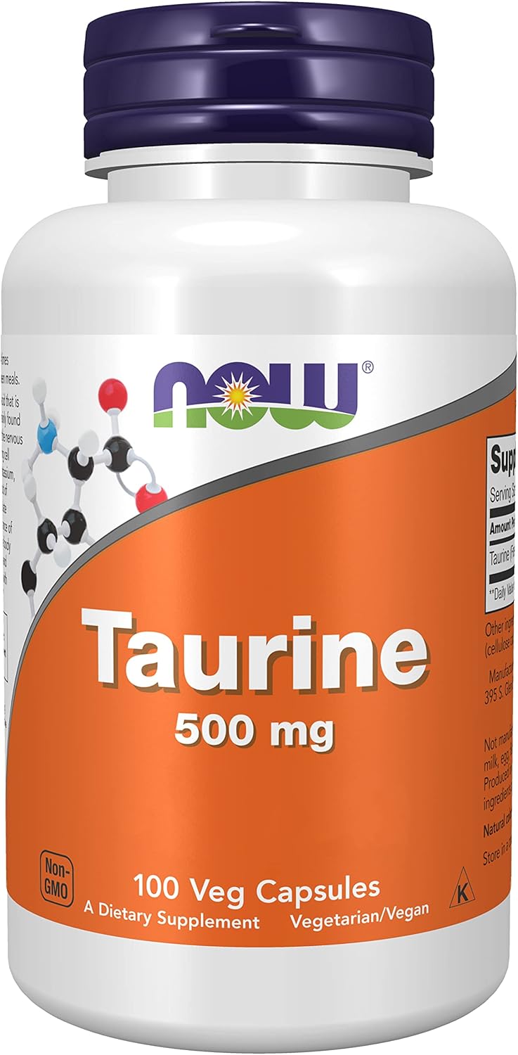 Now Foods, Taurine, 500mg, 100 Vegan Capsules, Lab-Tested, Amino Acid, Gluten Free, Soy Free, Vegetarian