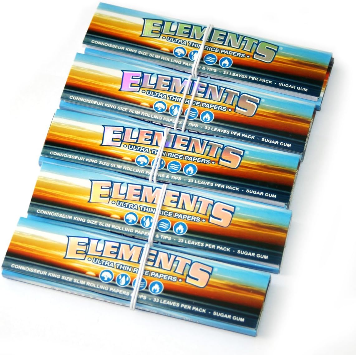 5 x Element Connoisseur Kingsize Slim Rolling Papers & Tips by Element