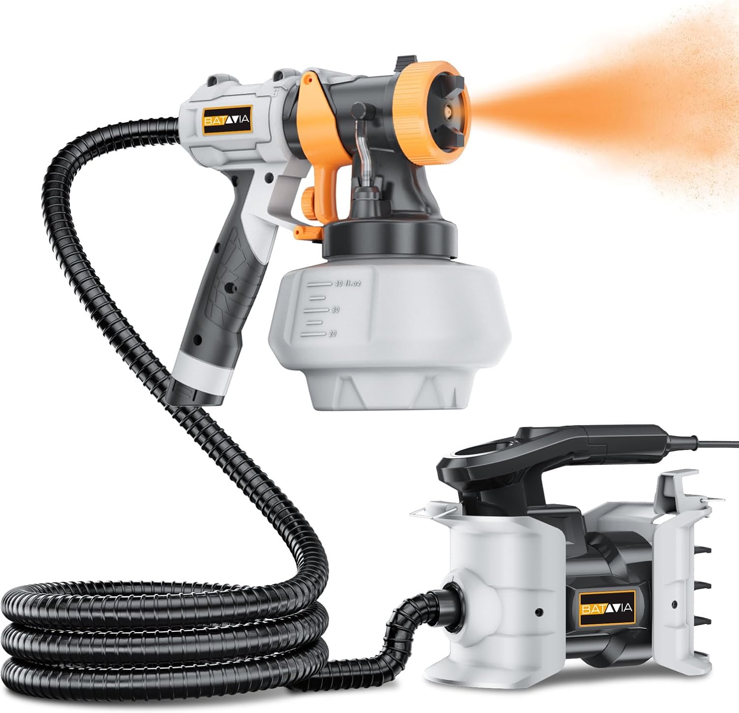 Upgraded Paint Sprayer - BATAVIA 700W HVLP High Power Spray Paint Gun with 6FT Air Hose, 4 Nozzles & 3 Patterns, Paint Sprayer for House Painting,Furniture,Cabinets,Fence,Walls,DIY Projects,etc