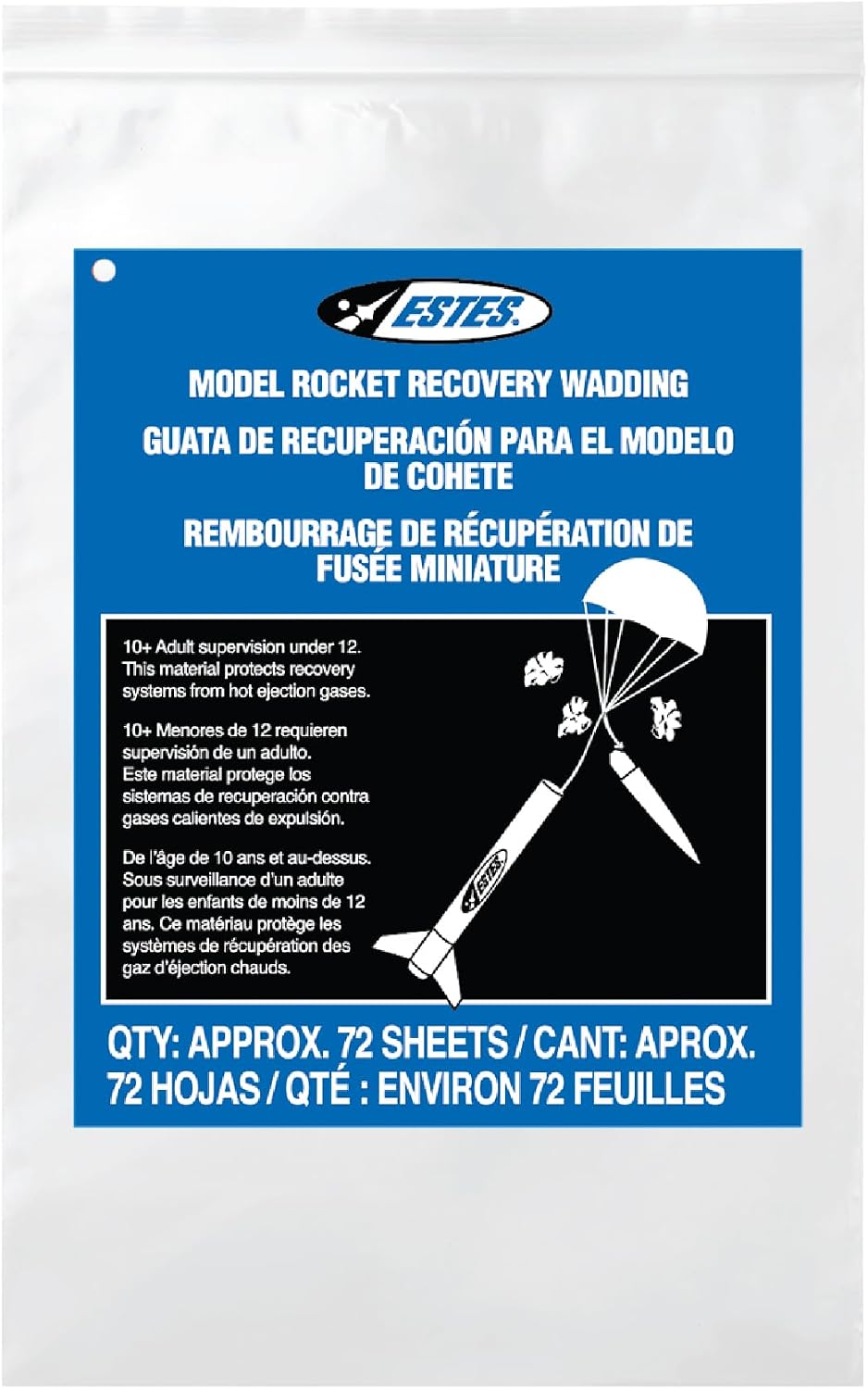 Estes 2274 Recovery Wadding, Rocket-Model Recovery Wadding, Rocket Model Kit Accessories for Ages 10+, 75 Sheets