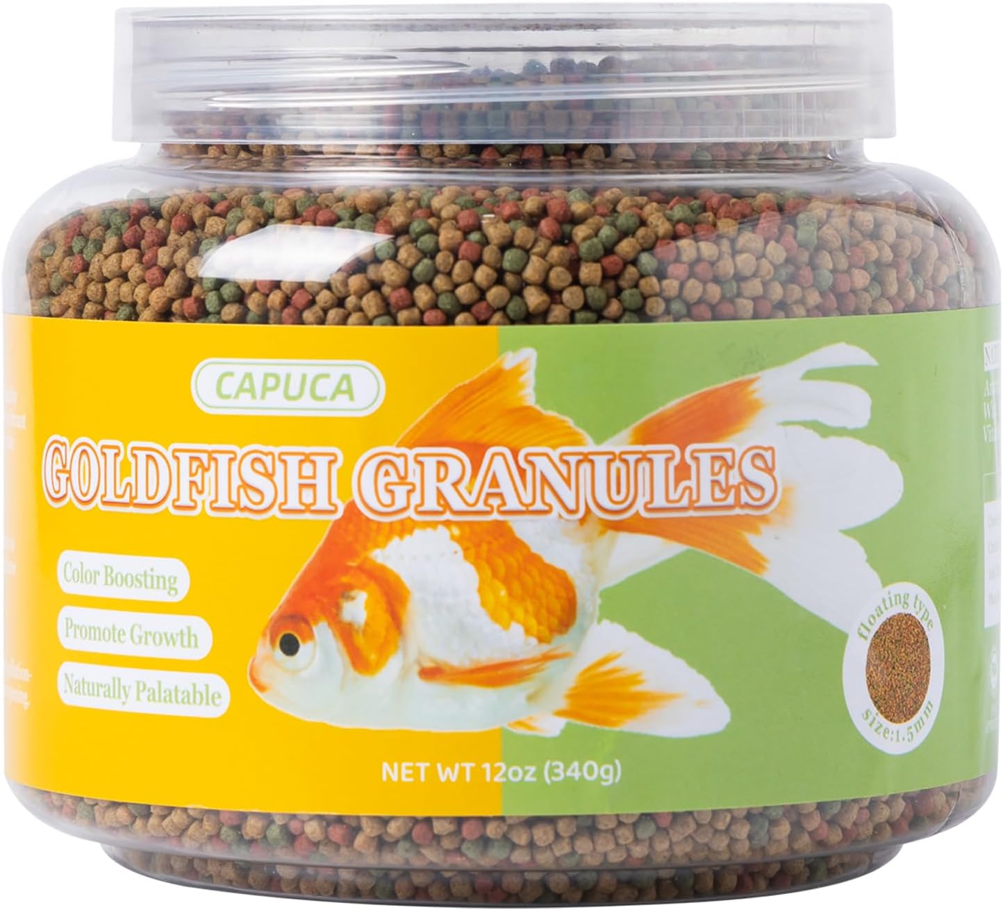 Goldfish Fish Food Floating Pellet - Color Enhancing with Antarctic Krill Spirulina Balanced Diet for Pond Tank Fish Promotes Growth Clear Water, 12oz