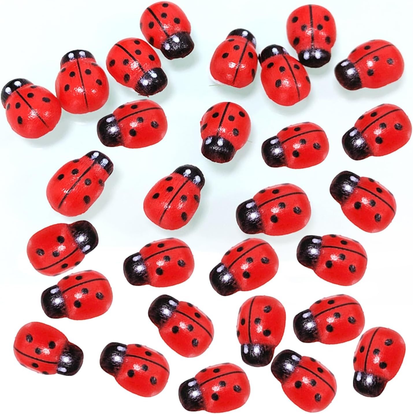 200 PCS Mini Self Adhesive Ladybirds Embellishments Stickers Tiny Resin Ladybird Model Figurine Miniature for DIY Craft Home Party Decoration