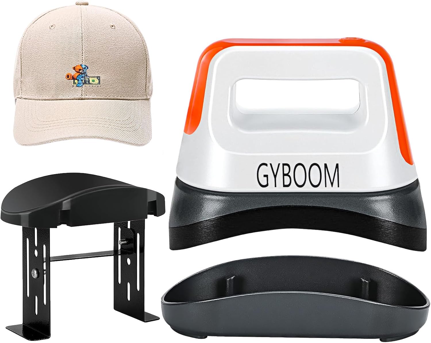 Hat Press Mini Heat Press,6.3"x3.3" Press Heat Machine with Curved Ceramic-Coated Heat Plate,3 Kinds of Heating Settings Temperature Control and Safety Base,Auto-Off Function(Orange)