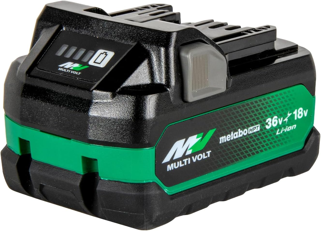 Metabo HPT 18V/36V MultiVolt Lithium Ion Battery, 5.0Ah/2.5Ah, Water & Impact Resistant, 4-Stage Fuel Gauge, Powers All 18V and 36V Tools, Lightweight Design, 2-Year Warranty, 380083M