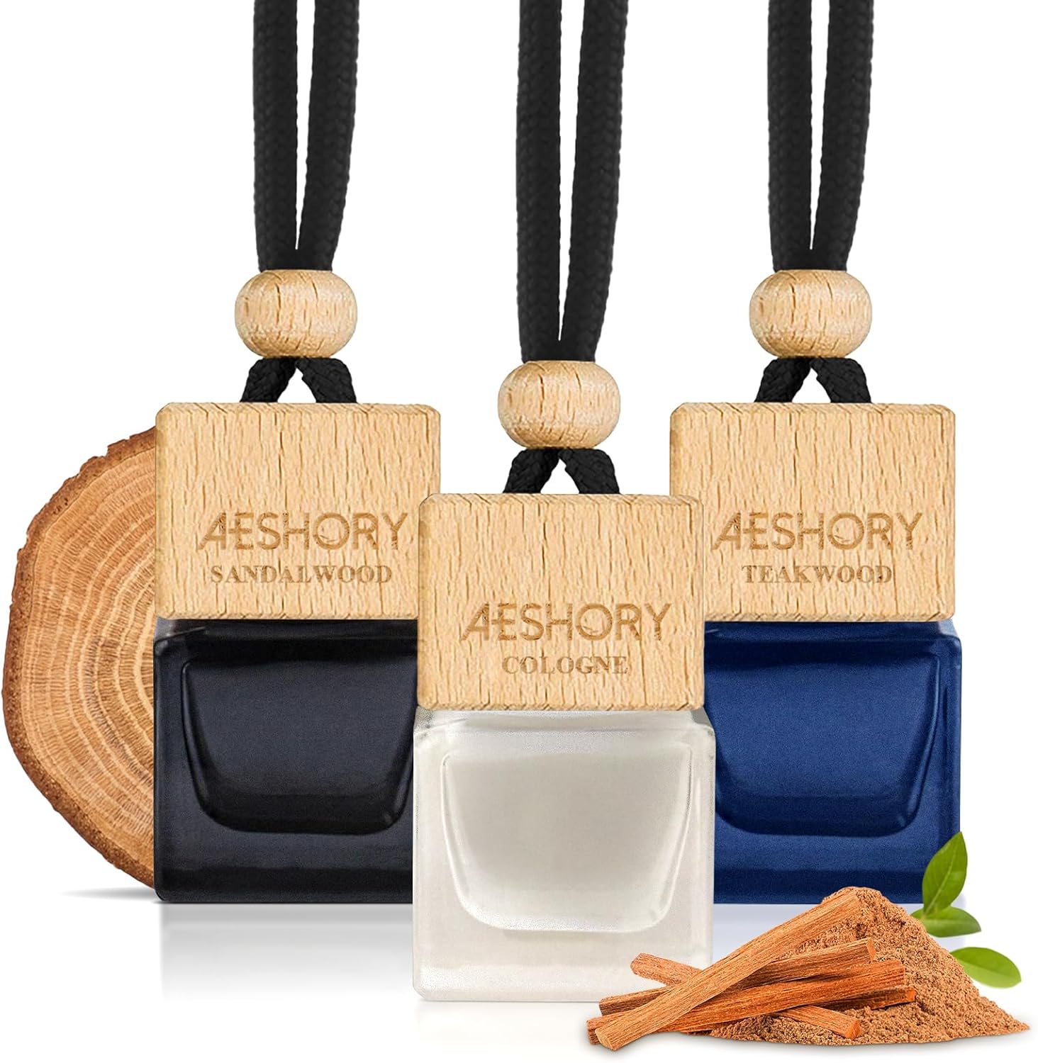 Aeshory 3 x 8ML Car Air Freshener for Men, Cologne, Sandalwood, Teakwood | Car Scents Perfume with Vent Clip | Automotive Interior Decoration Fragrance Odour Eliminator for Taxi, Office, and Home