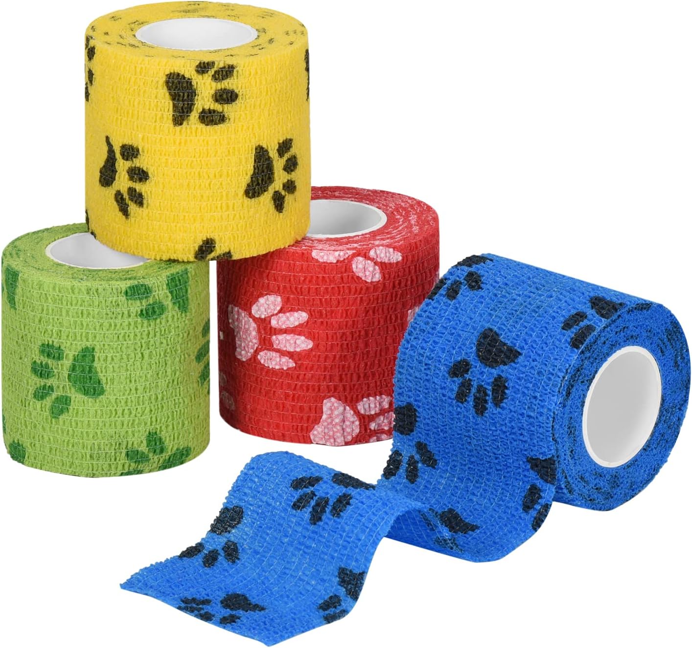 SEADESKY 4 Rolls Pet Vet Wrap Self Adhesive Cohesive Bandage 5cm x 4.5m Self Adherent Bandage for Dogs Vet Tape Elastic Pet Bandage Wrap for Wrist Ankle Sprains & Swelling
