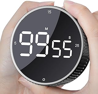 Upgrade Digital Kitchen Timer - Magnetic Countdown Countup Visual Timer with Large LED Display, 3-Preset Times (5, 15, 25), 3 Volume Levels, Ideal for Cooking, Baking, Studying and Fitness