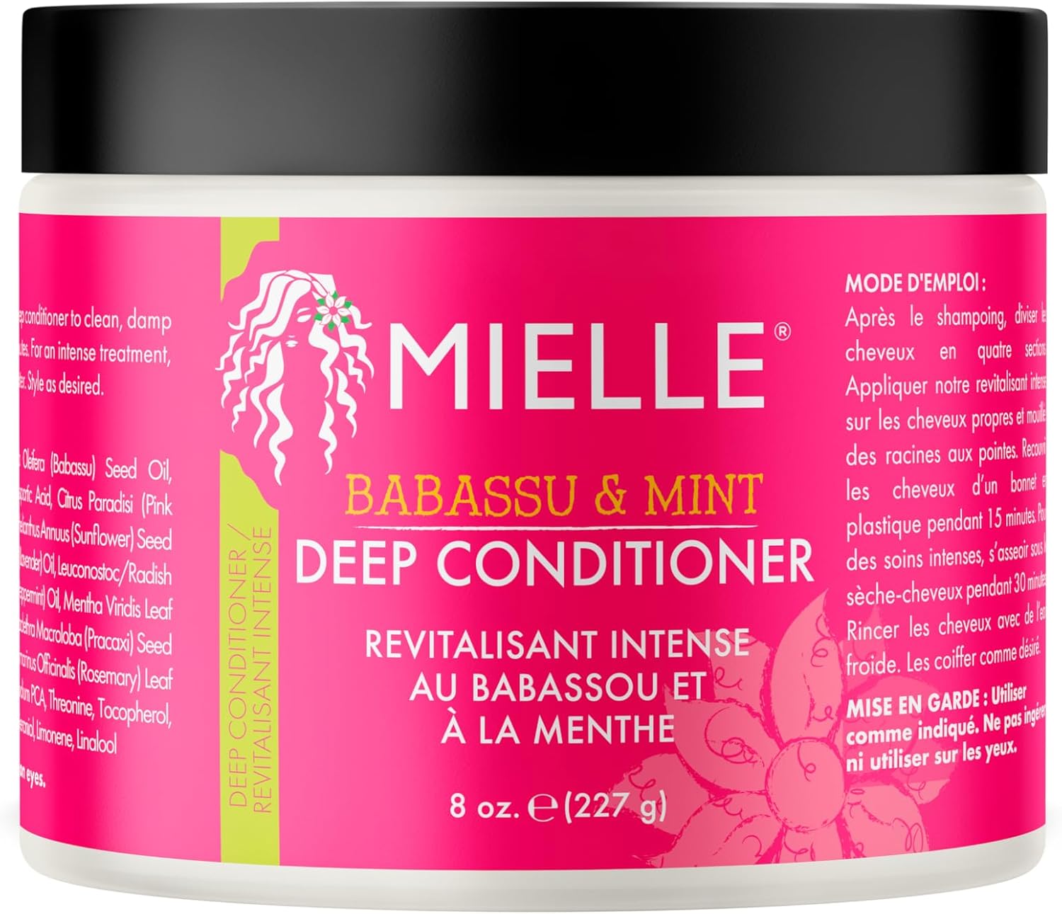 Mielle Babassu & Mint Deep Conditioner with Protein, Moisturising & Conditioning Deep Treatment, Hydrating Repair for Dry, Damaged, & Frizzy Hair, 227 ml (Pack of 1)