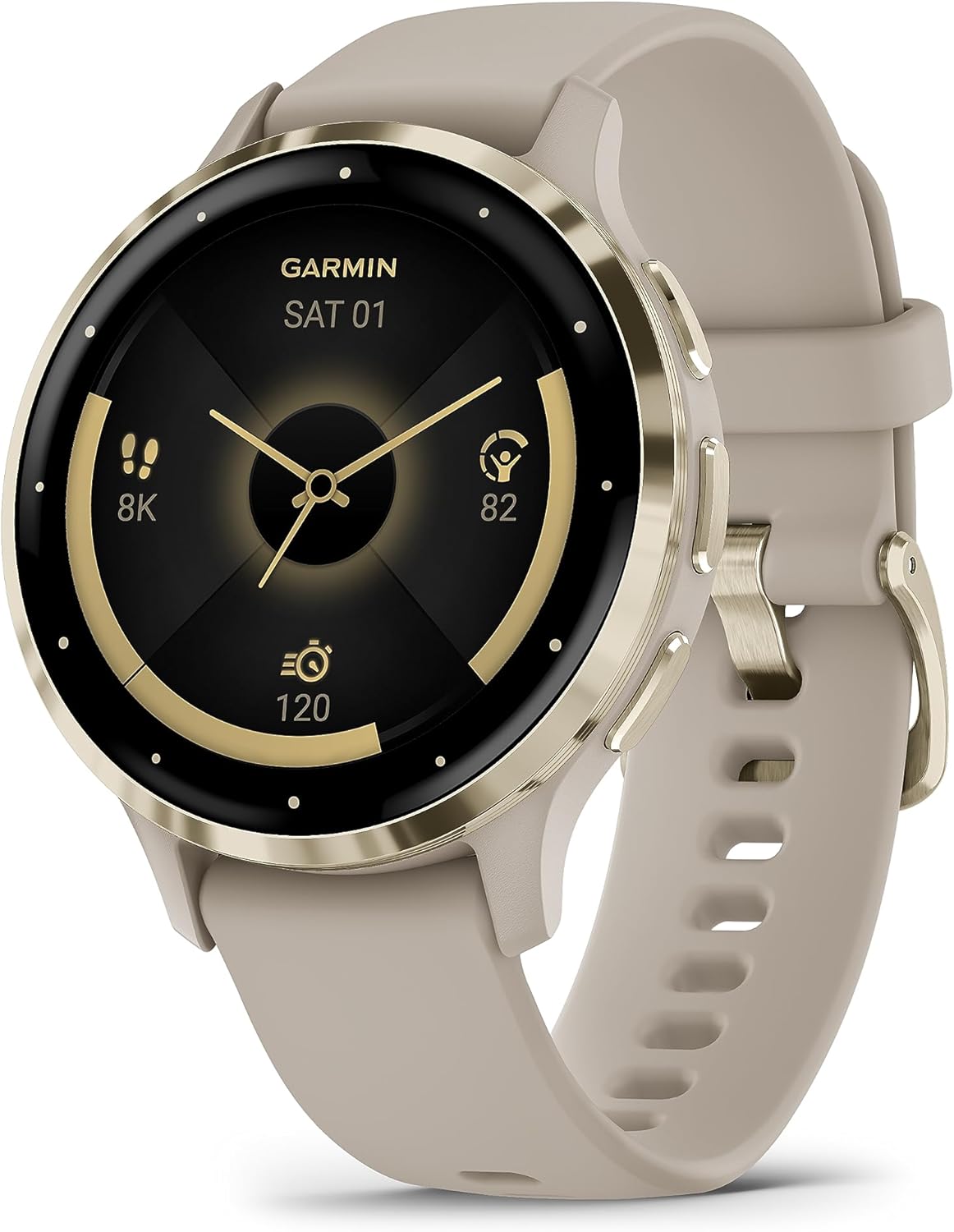 Garmin Venu 3S GPS 41mm Smartwatch, AMOLED Touchscreen, All-day Advanced Health & Fitness Features, Voice Functionality, Music Storage, Wellness Smartwatch with up to 10 days battery life, French Grey