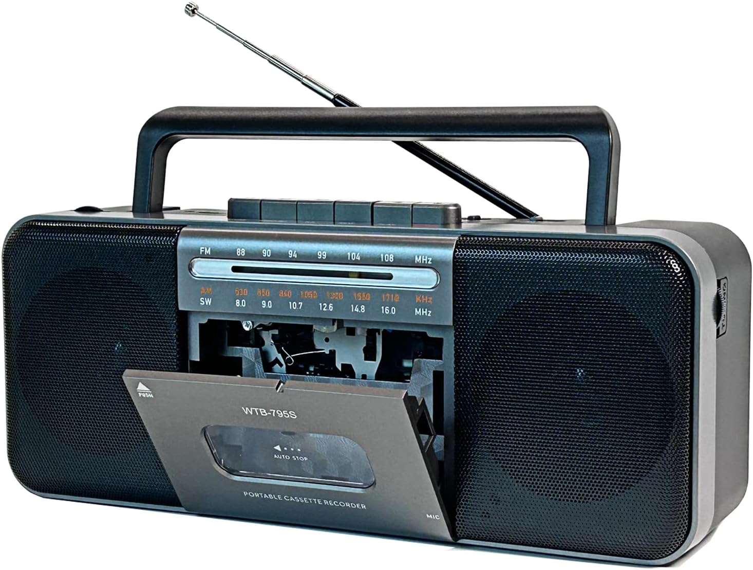 Portable Cassette Tape Player Recorder,AM/FM/SW Radio Stereo with Bluetooth,USB/SD, Big 10W Speaker,Record to Cassette/U Disk/SD Card via Mic, MP3 Converter, Earphone Jack,AC/DC Powered