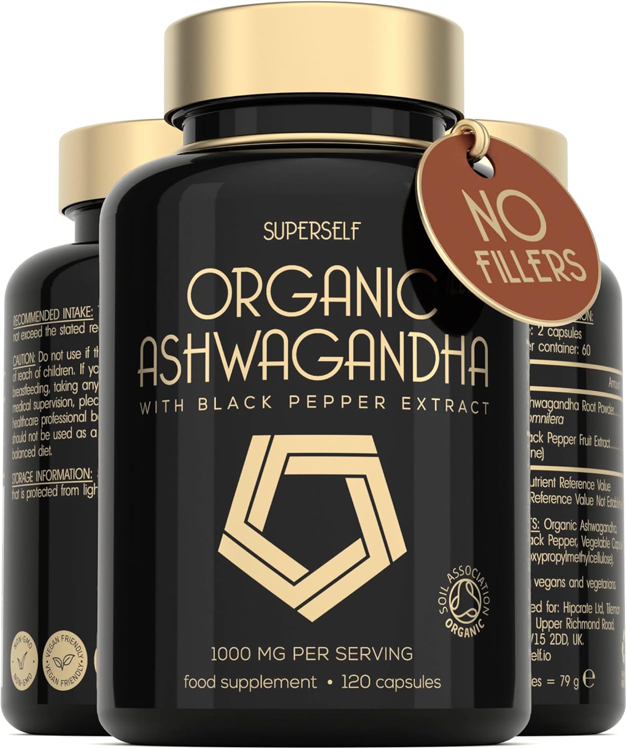 Organic Ashwagandha High Strength - 1000mg Ashwaganda 120 Capsules - Natural Support for Calm & Balance - Pure Root Powder with Black Pepper - Enhanced Absorption - Soil Association Organic Certified