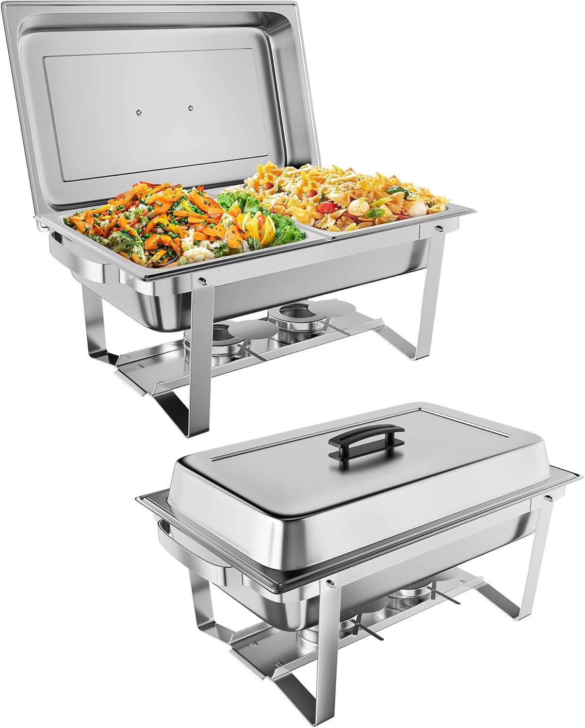 GarveeHome Chafing Dish Buffet Set 2 Pack, 8 QT Food Servers and Warmers Stainless Steel Chafer with Water Pan for Weddings, Parties, Banquets, and Catering