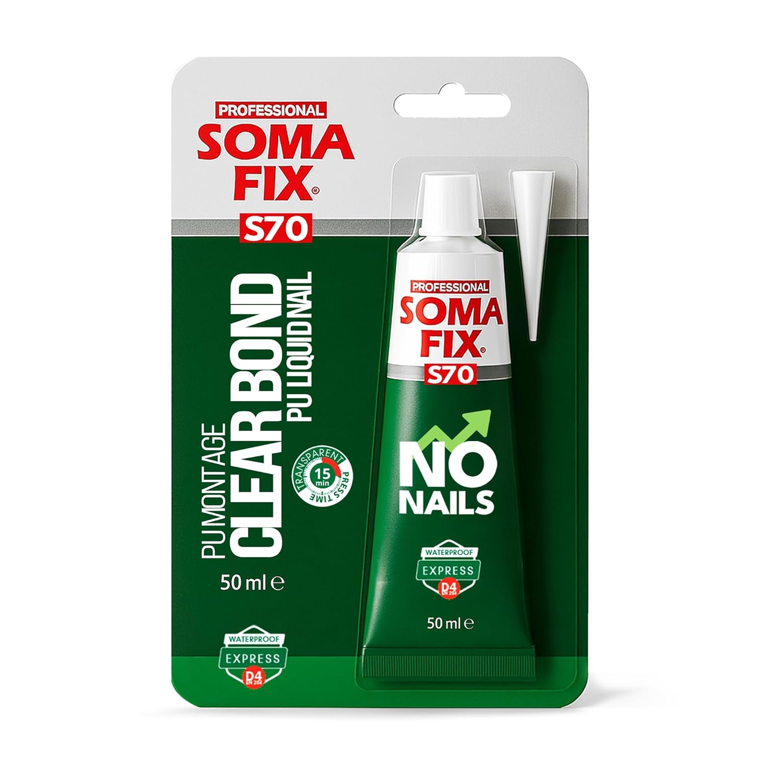 No Nails - All Purpose Adhesive, Mounting Adhesives for Interior, Insant Grab Adhesive for Wood, Ceramic, Metal, PVC, Tiles - Waterbased, Solvent Free & Odourless - 50ML (Tube)