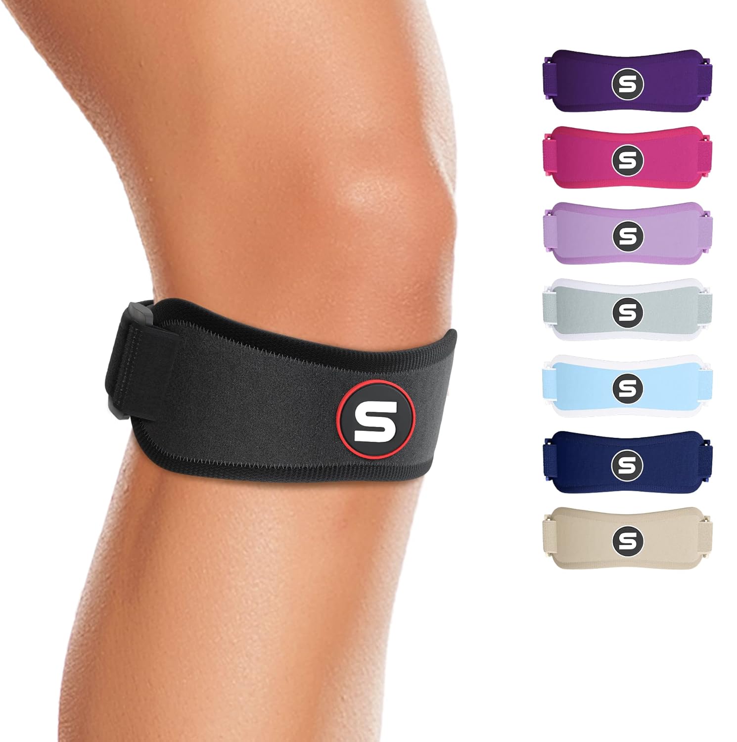Sleeve Stars Patellar Tendon Support Strap Osgood Schlatter Knee Brace for Youth, Knee Brace for Women & Men, Swedish Brand Knee Strap Patella Tendon Support, Kids Knee Brace 3 Lengths (Black)