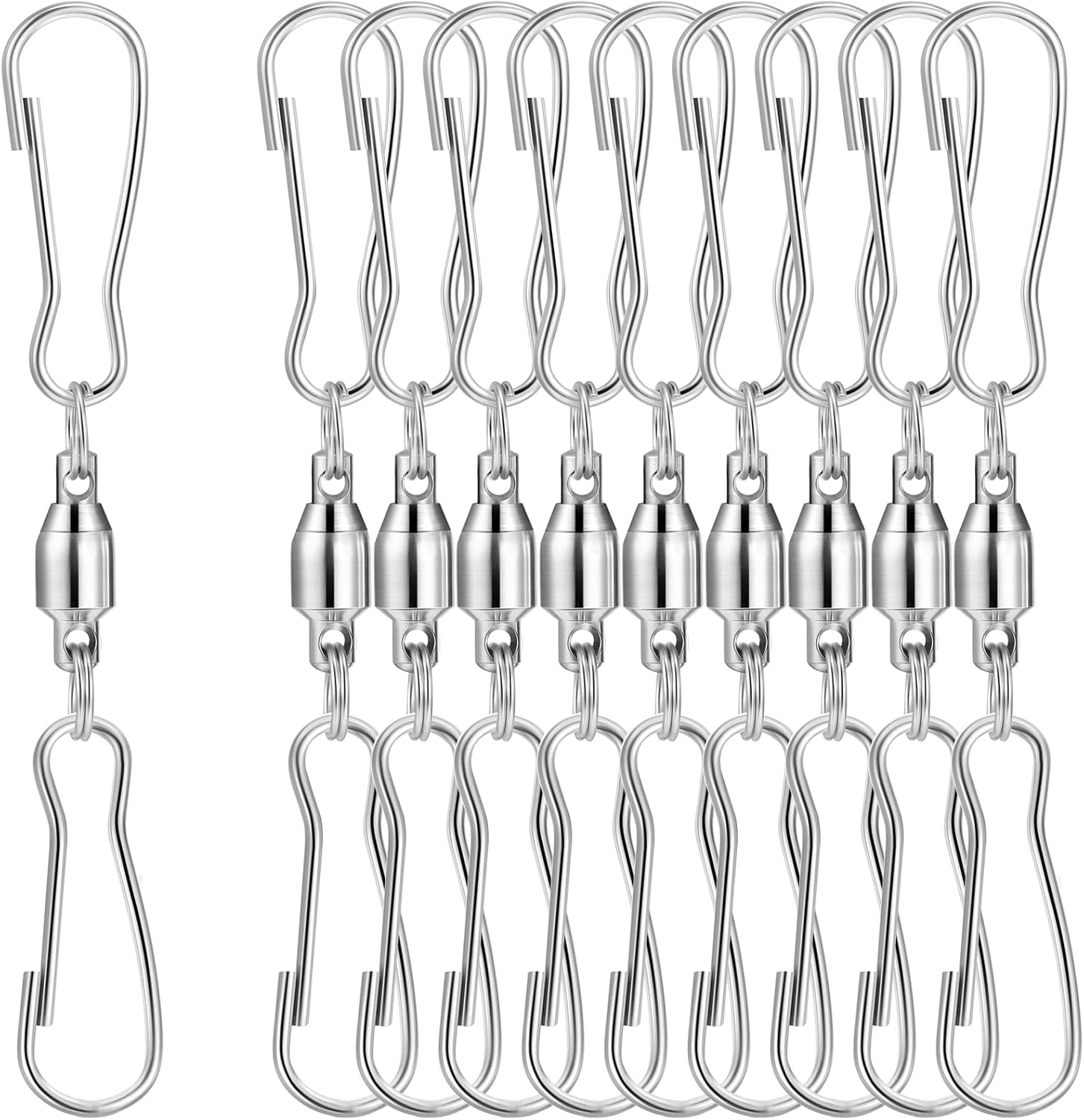 TecUnite 10 Pack Swivel Hooks Clips Smooth Spinning Dual Clip Hanging Windsock Wind Spinners Wind Chimes Crystal Twisters Party Supply