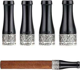 Scotte Cigar Mouthpiece for Men and Women Portable 4 Size Cigar Holder Set with Gift Box (Black and Silver)