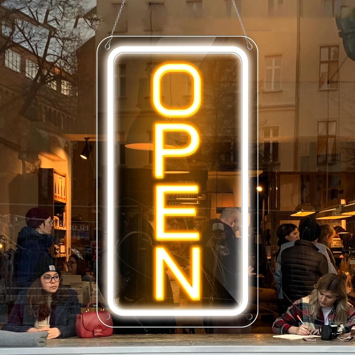 inShareplus 16"x 9" Super Bright Open Sign, Adjustable Brightness Neon Open Signs for Business Window, Powered by USB with ON/OFF, LED Open Sign for Coffee Shops, Stores, Restaurant Bar Hotel