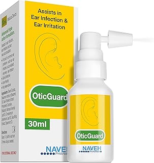 NAVEH PHARMA Otic Guard - Natural Ear Spray Drops | Organic Herbal Sweet Oil Blend 3 in 1| Itchy Ear, Swimmer's Ear, & Ear Wax Removal | Clogged Ears | 1 Fl Oz