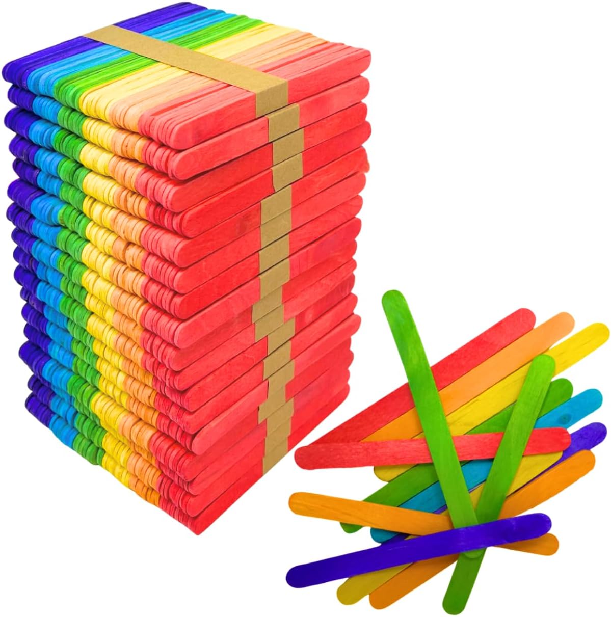 Coloured Lolly Sticks – 1000 Wooden Craft Pieces for Kids’ Projects & Classroom Art | Coloured Lollipop Sticks Bulk Pack (114mm)