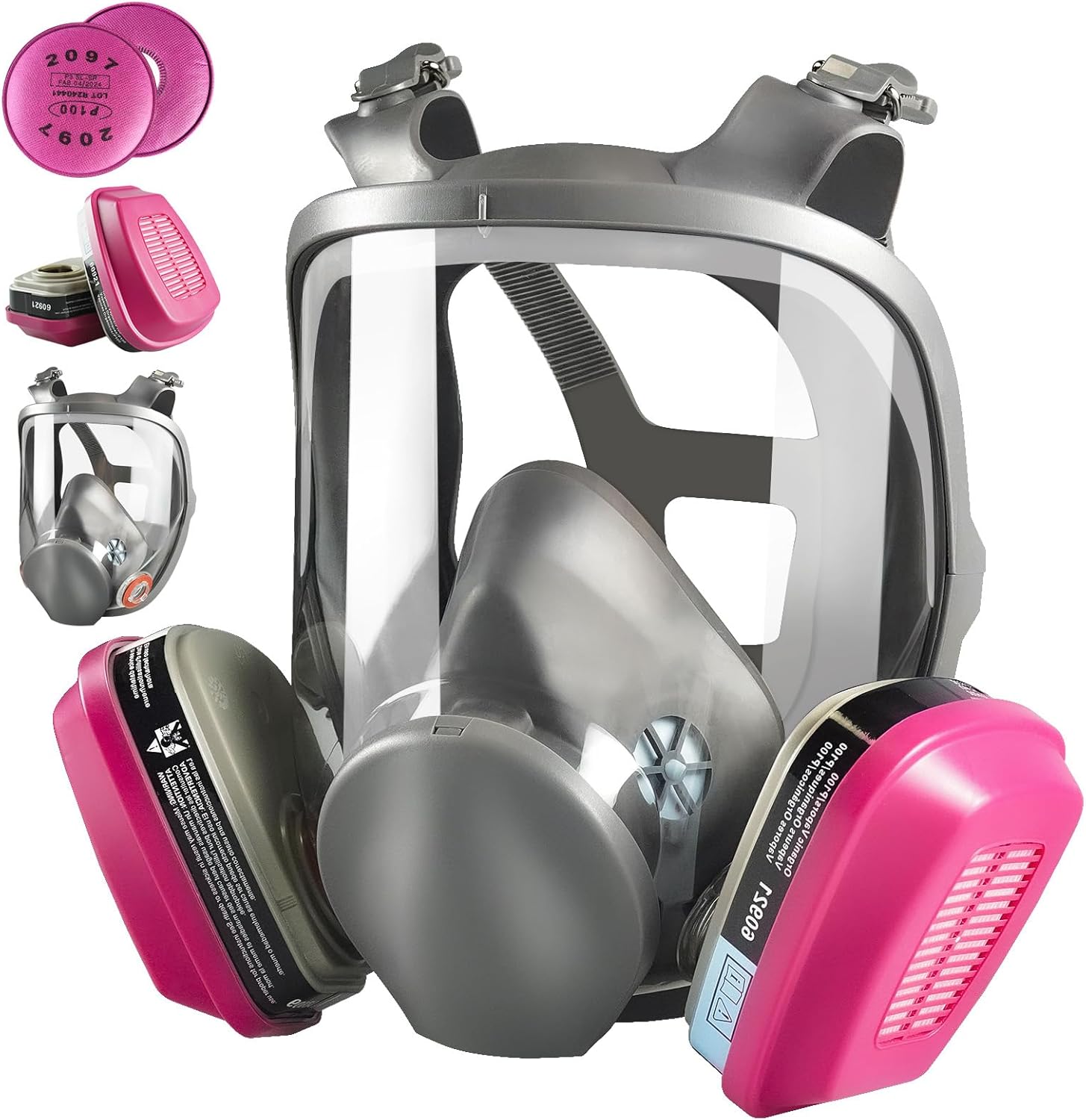 Full Face Respirator Mask, 6800 Gas Mask with Filter, Reusable Organic Vapor Masks Against Dust Fumes Gases for Spraying, Painting, Sanding, Epoxy Resin, Welding, Construction, Polishing