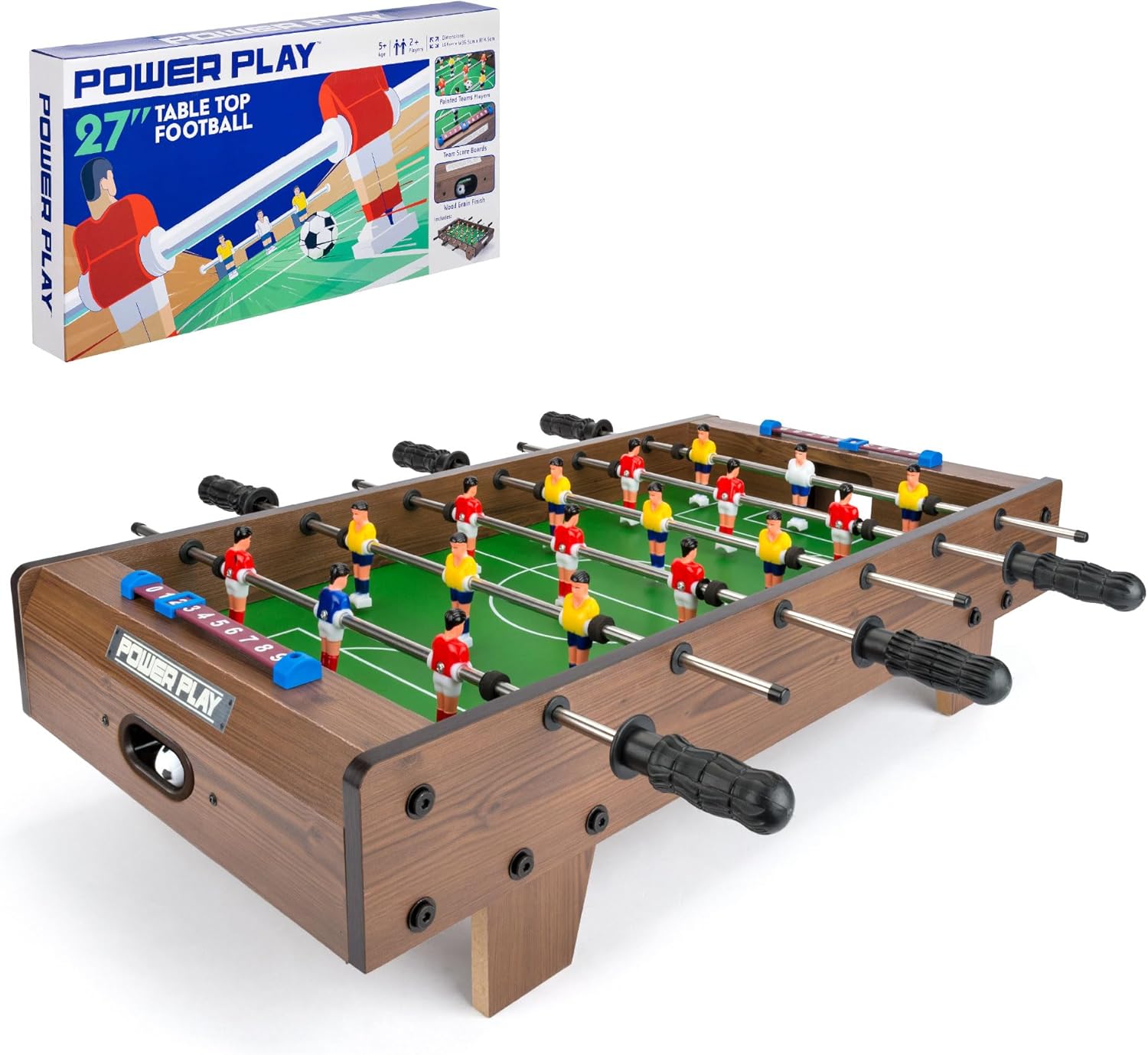 Power Play | Table Top Football Game, Wooden Outdoor Indoor Game for Kids and Adults, Large 27Inch