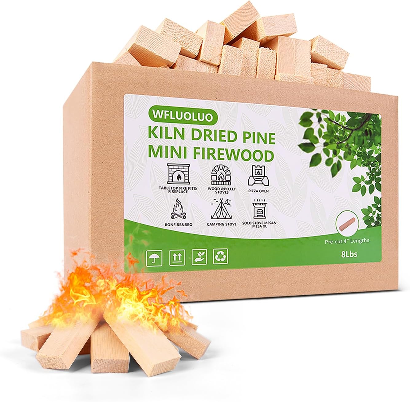 4" Lengths Mini Fire Sticks Wood,Pine Kiln Dried Firewood,Small Barkless Kindling Logs,Solo Stove Accessories Prefect for Solo Stove Mesa,Tabletop Fire Pit,Pizza Oven,4 Lbs