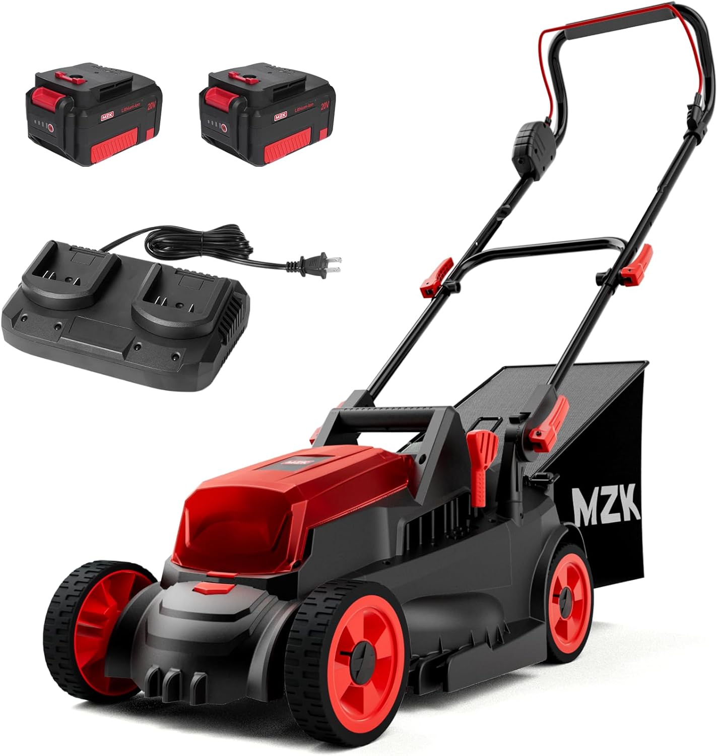 MZK 40V(2x20V) 13” Cordless Electric Lawn Mower,4-Position Height Adjustment,Compact and Lightweight Push Battery Powered Brushless Electric Machine Lawnmower for Garden and Yard LM13B08