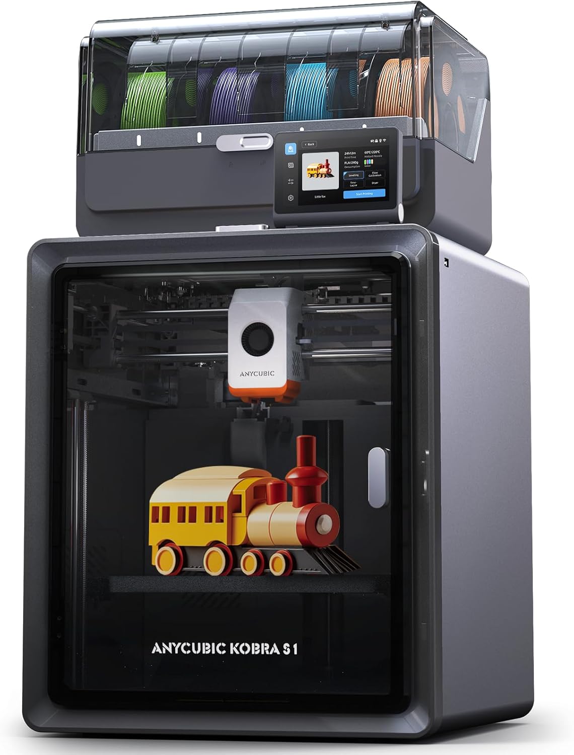 Anycubic 3D Printer Kobra S1 Combo, Multi-Color 3D Printer Max 600mm/s High Speed Printing High Precision, Works Right Out of Box Sealed Storage Intelligent Mult-Filament Drying 9.8"x9.8"x9.8"