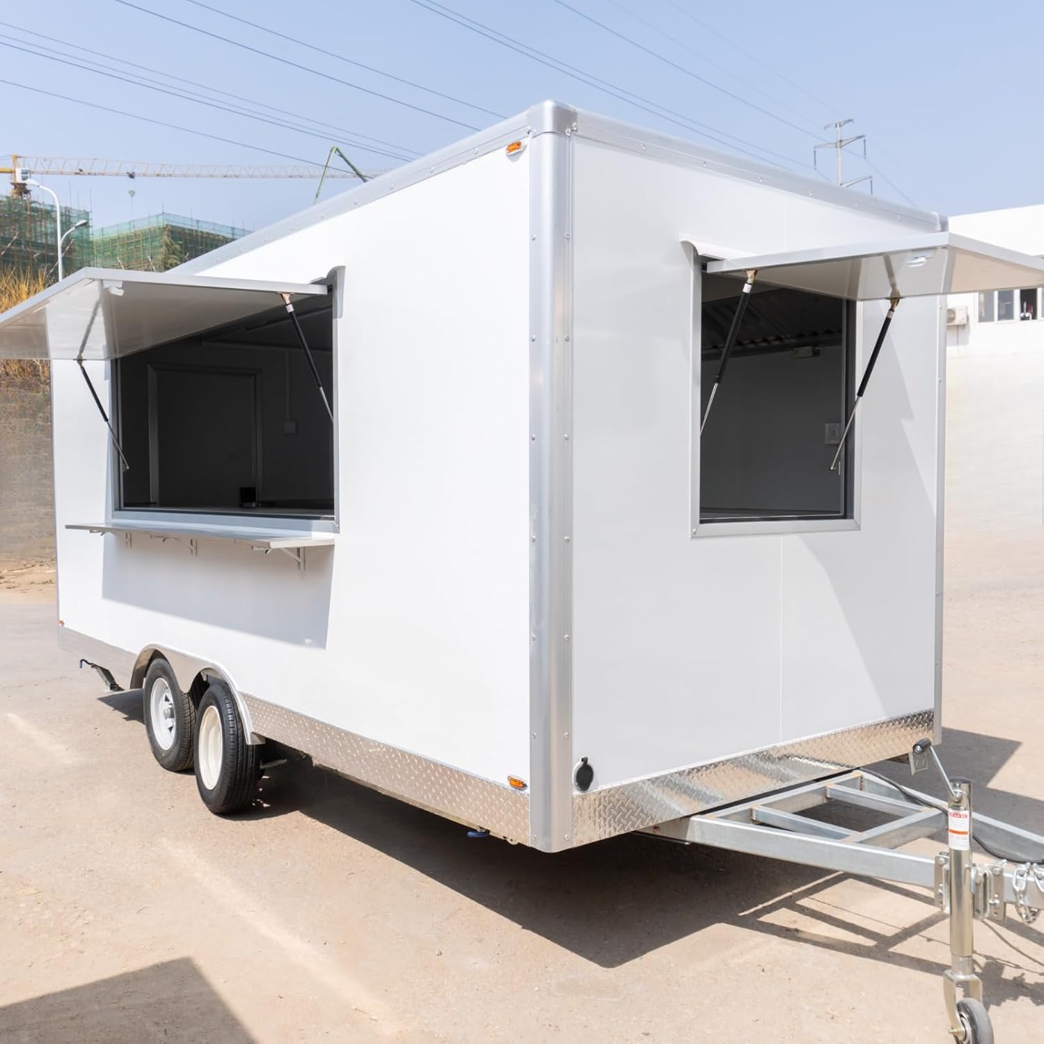 Outdoor Food Truck Trailer – Fully Equipped Mobile Vending Cart with Wheels, Customizable for Hot Dogs, Ice Cream, Coffee & Bubble Tea – Great for Street Food Business, Carnivals, and Food Markets