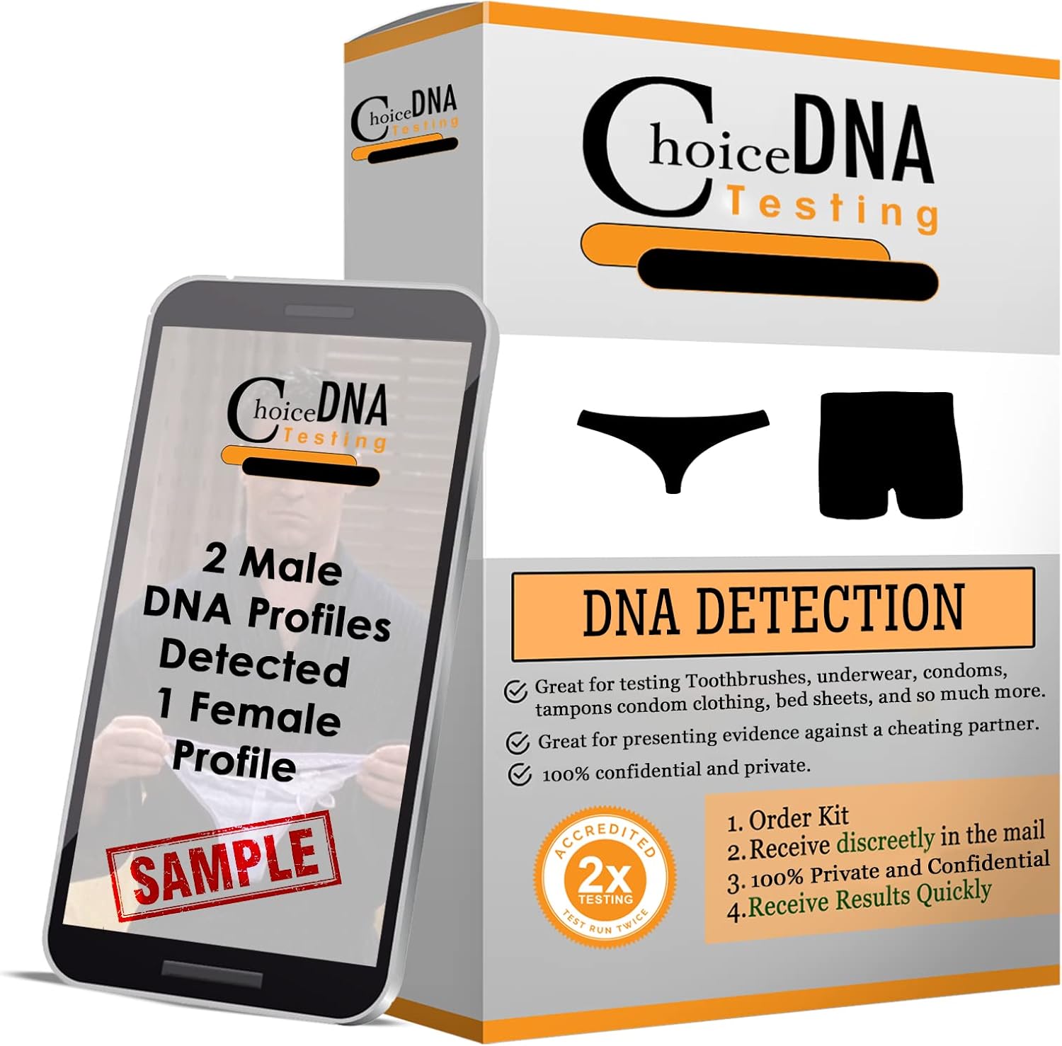 Infidelity Lab Based Male & Female DNA Detection - Includes Return Shipping to Lab (Male and Female DNA Detection)