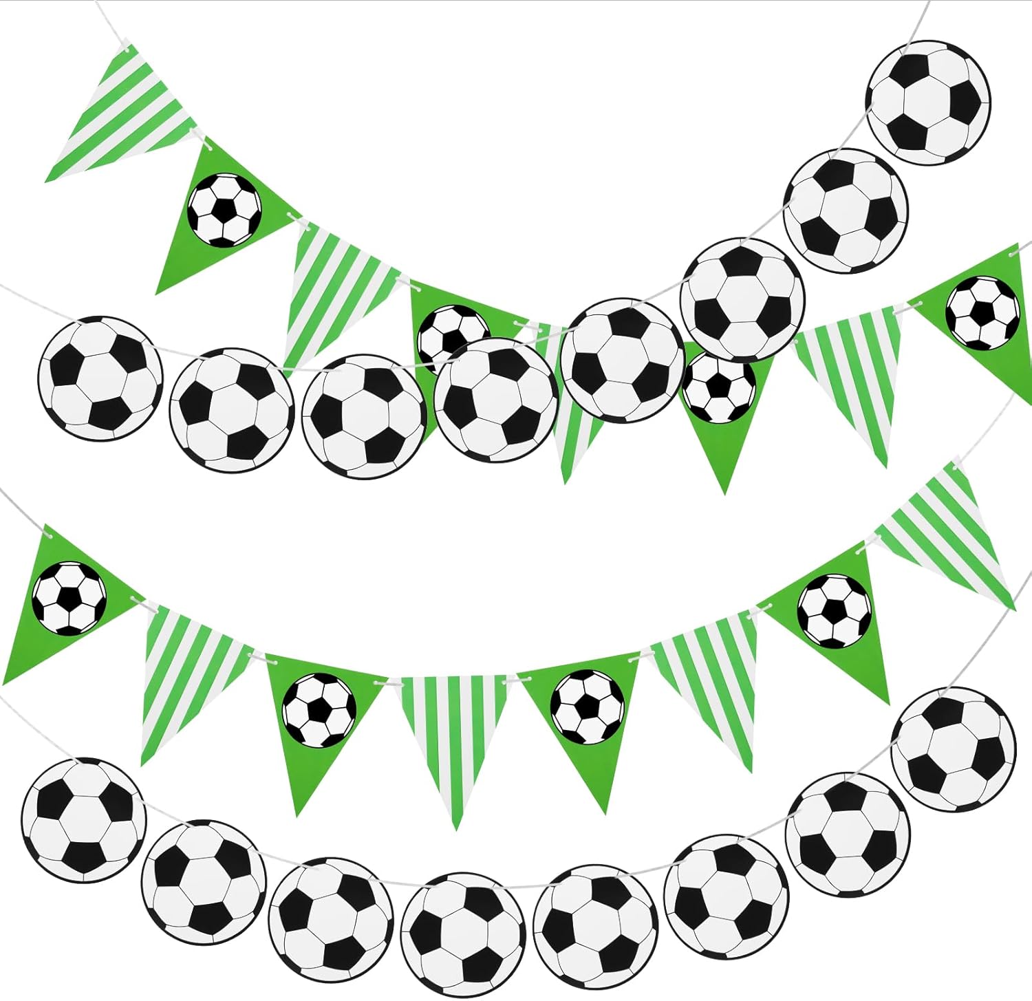 Happy Birthday Decoration, 4 Piece Pennant Flag Banner - Soccer Theme Party Backdrop Football Flags Bunting Banners for Boys & Girls
