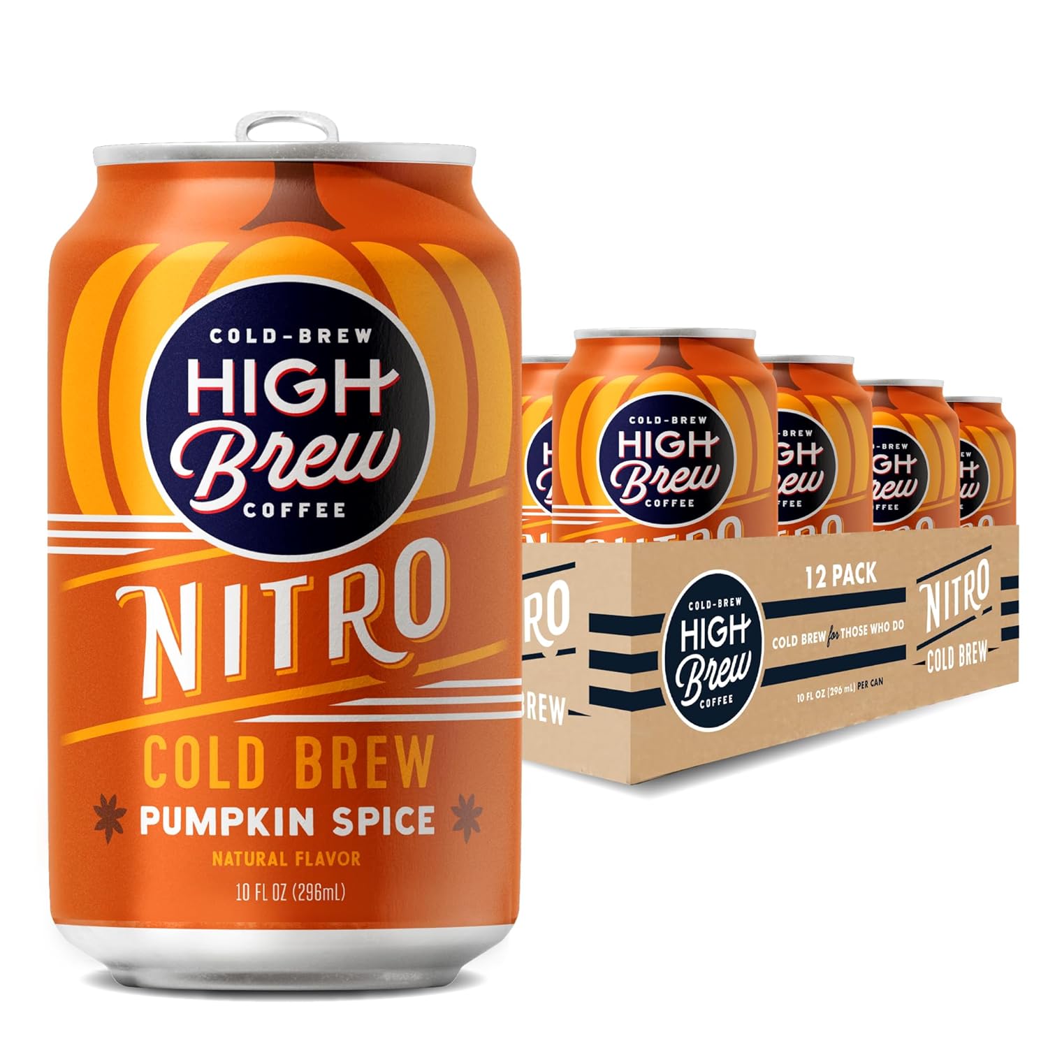 High Brew Coffee, Nitro Pumpkin Spice, Cold Brew Coffee, 10 Fl Oz, Ready-To-Drink (Pack of 12)