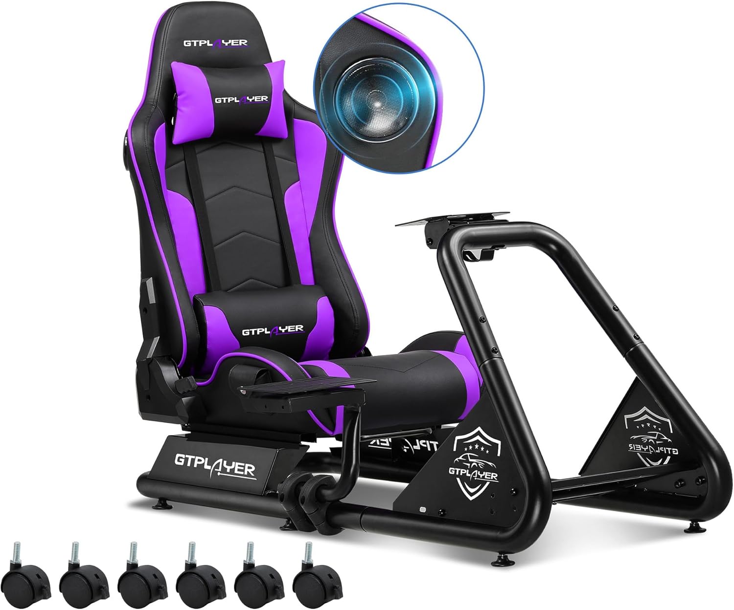 GTPLAYER Racing Simulator Cockpit with Seat, Sim Racing Cockpit Multi-function Adjustable Gaming Wheel Stand for G25 G27 G29 G920 G923 T300 PS5 PS4 Xbox, Without Wheel, Shifter & Pedals